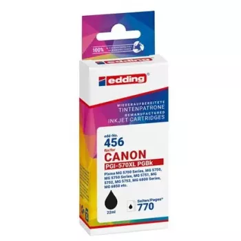 Wkład atramentowy Edding EDD-456 kompatybilny z Canon, czarny, 22 ml, 770 stron, pojedyncze opakowanie