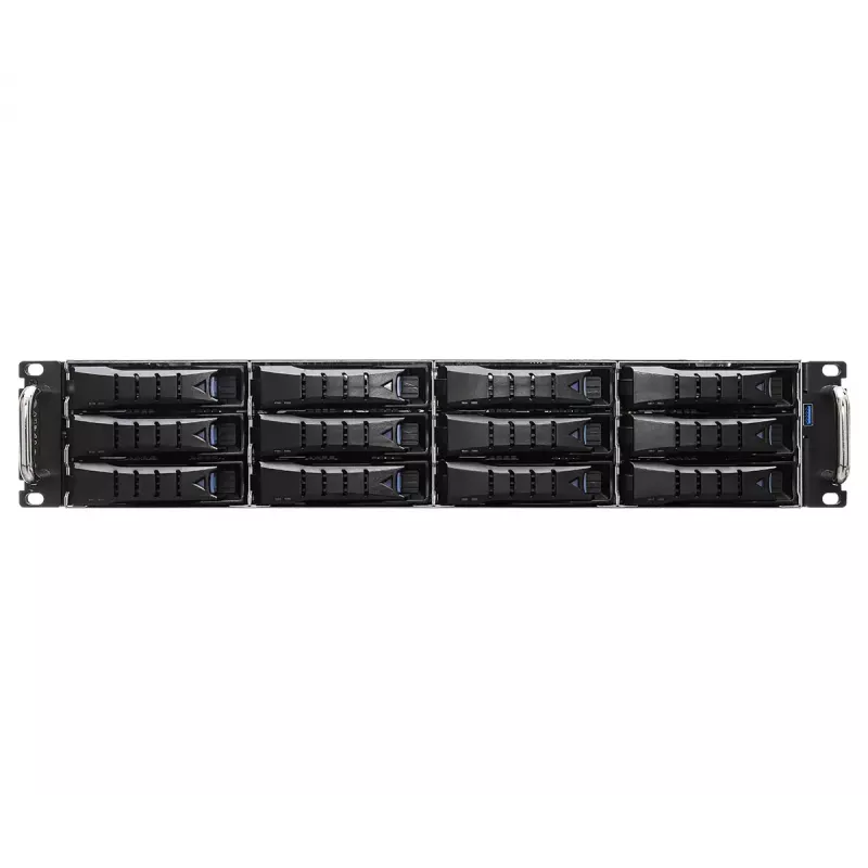 Serwer barebone ASRock 2U12L2S-SIENA (2U) — AMD SoC, Socket SP6, 12×3,5 cala + 2×2,5 cala wnęki, zasilacz 800W, DDR5 do 96 GB