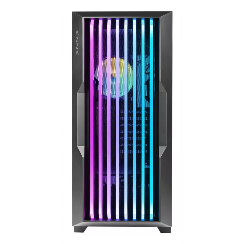 Obudowa PC AZZA Guardian Glass Midi Tower — Czarna, ATX/Micro‑ATX/ITX/EATX, obsługa 3.5 cala×2 / 2.5 cala×4, wentylatory przednie 120/140 mm