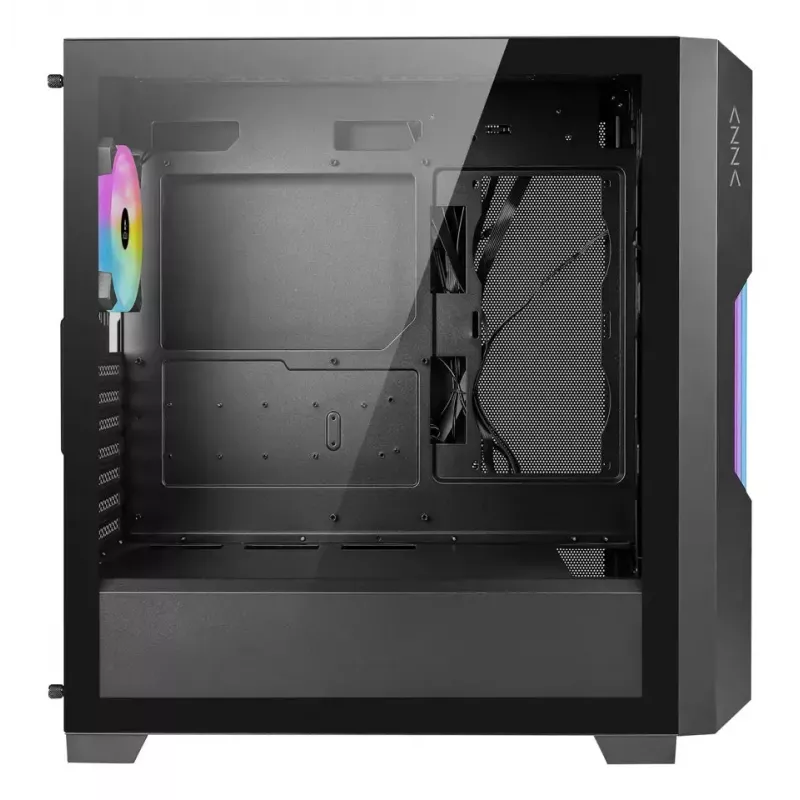 Obudowa PC AZZA Guardian Glass Midi Tower — Czarna, ATX/Micro‑ATX/ITX/EATX, obsługa 3.5 cala×2 / 2.5 cala×4, wentylatory przednie 120/140 mm
