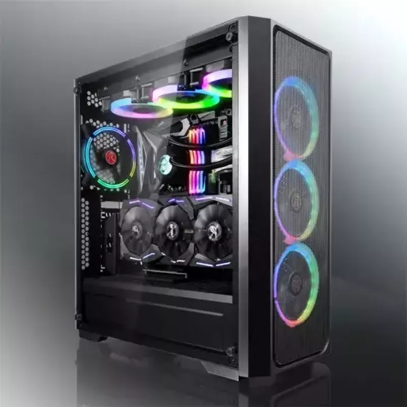 Obudowa PC Midi Tower RAIJINTEK Ponos MS — Czarna, obsługuje wentylatory przednie 120/140 mm, 1x 120 mm tył, HDD 3.5 cala, SSD 2.5 cala, 210×442×485 mm