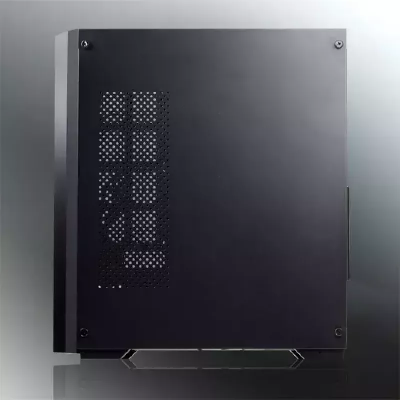 Obudowa PC Midi Tower RAIJINTEK Ponos MS — Czarna, obsługuje wentylatory przednie 120/140 mm, 1x 120 mm tył, HDD 3.5 cala, SSD 2.5 cala, 210×442×485 mm