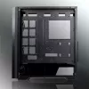 Obudowa PC Midi Tower RAIJINTEK Ponos MS — Czarna, obsługuje wentylatory przednie 120/140 mm, 1x 120 mm tył, HDD 3.5 cala, SSD 2.5 cala, 210×442×485 mm