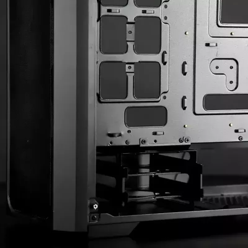 Obudowa PC Midi Tower RAIJINTEK Ponos MS — Czarna, obsługuje wentylatory przednie 120/140 mm, 1x 120 mm tył, HDD 3.5 cala, SSD 2.5 cala, 210×442×485 mm