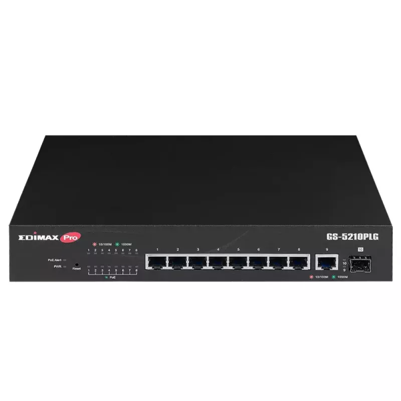 Zarządzany przełącznik Edimax GS-5210PLG 8 portów Gigabit Ethernet PoE Czarny