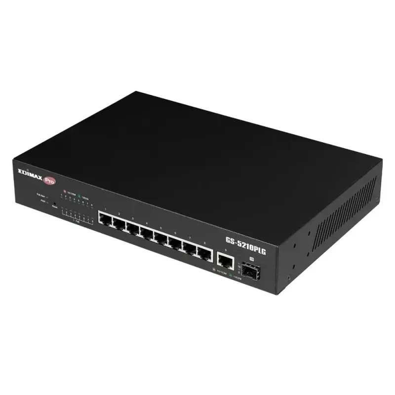 Zarządzany przełącznik Edimax GS-5210PLG 8 portów Gigabit Ethernet PoE Czarny