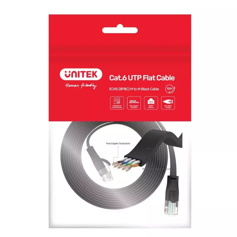 Kabel Ethernet UNITEK Cat 6 UTP RJ45 20m Czarny