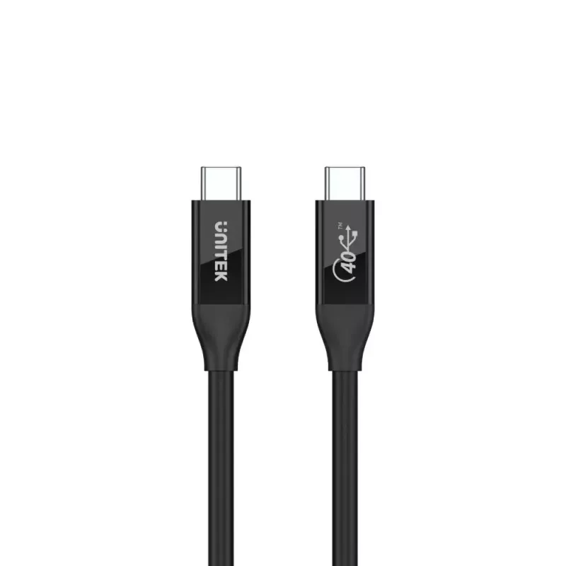 Kabel USB C USB4 Gen 2x2 Unitek C14100BK-0.8M — 0,8 m, USB-C na USB-C, 40 Gbit/s, czarny