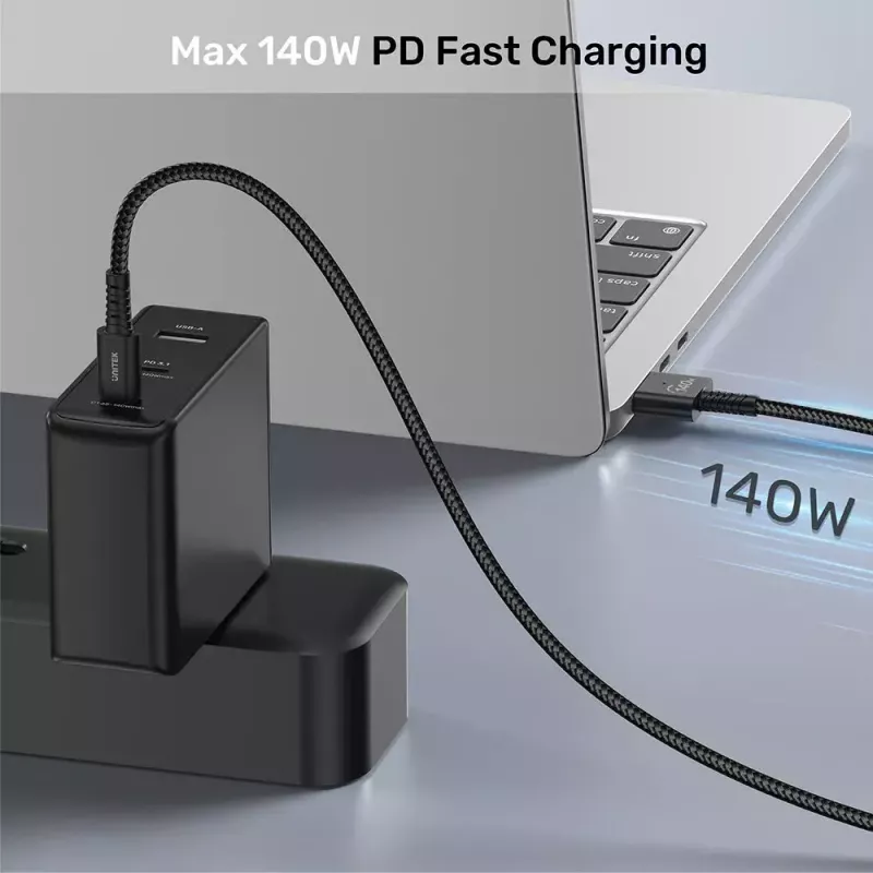 Kabel zasilający UNITEK C14121BK-1M Czarny MagSafe 3 USB C 1m 28V 5A