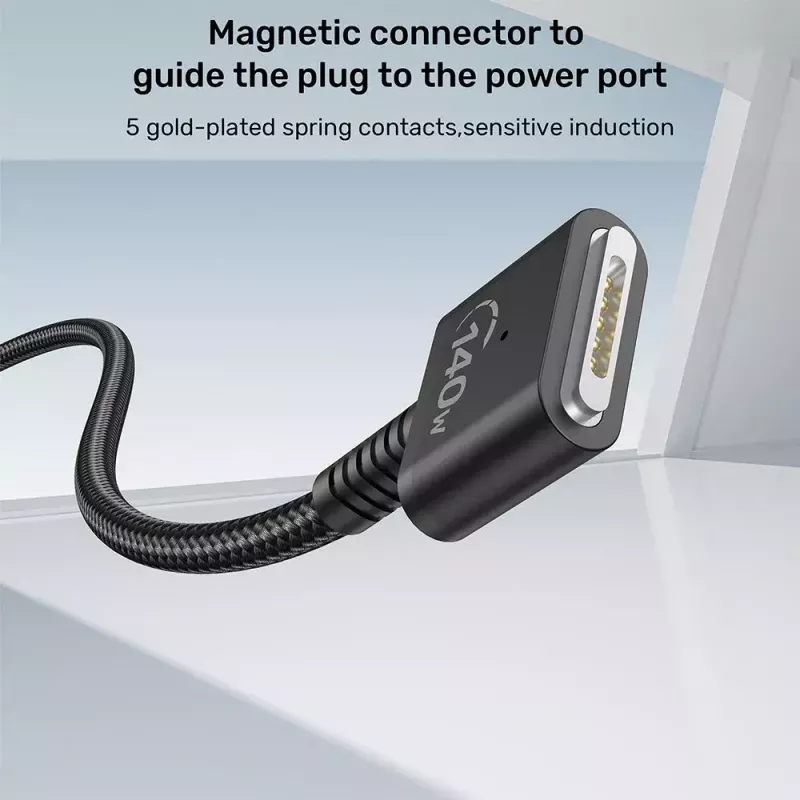 Kabel zasilający UNITEK C14121BK-1M Czarny MagSafe 3 USB C 1m 28V 5A