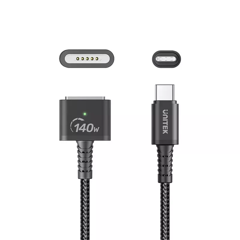 Kabel zasilający UNITEK C14121BK-1M Czarny MagSafe 3 USB C 1m 28V 5A