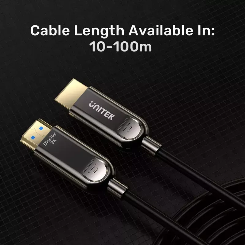 Kabel HDMI UNITEK C11085GY01-40M 40m 2.1 48 Gbit/s Czarny