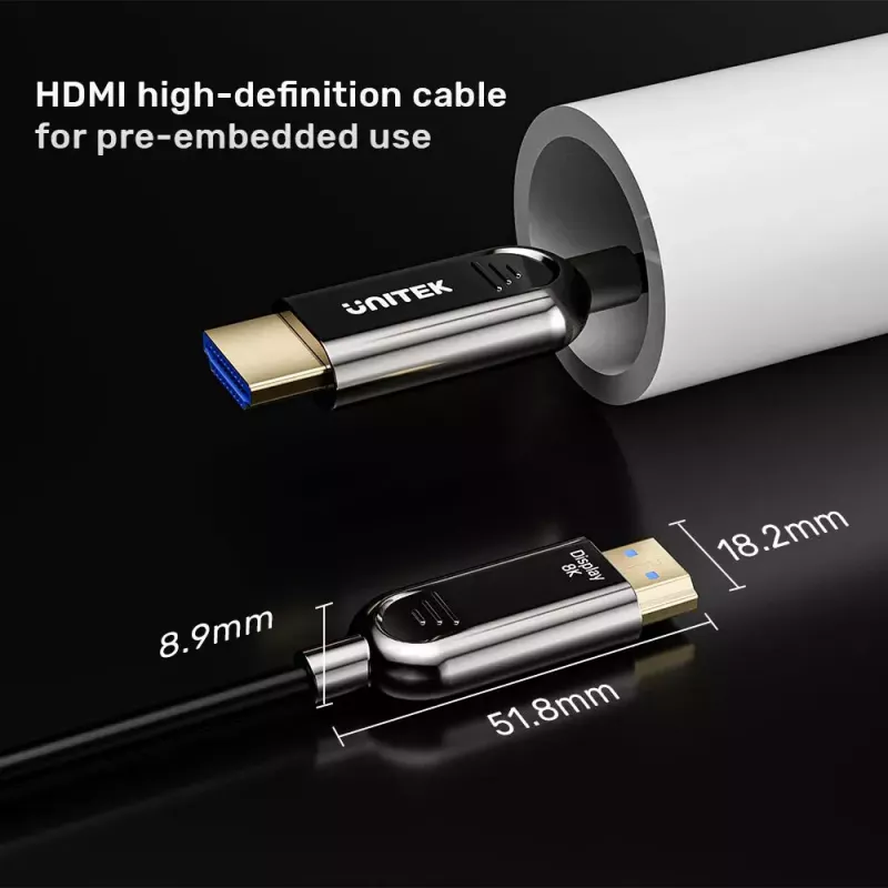Kabel HDMI UNITEK C11085GY01-60M 60m 2.1 48 Gbit/s Czarny