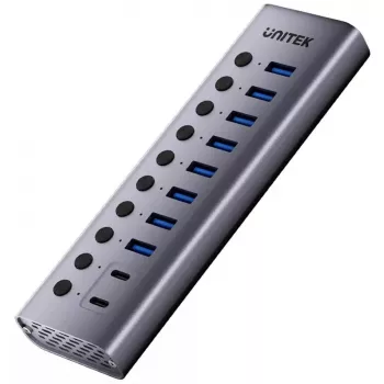 USB hub Unitek H1315B01-EU — 10-port 5Gbps z indywidualnymi przełącznikami portów