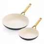 Zestaw patelni 2 szt. GreenPan Padova Reserve 20 cm i 26 cm - zielony, naczynia z powłoką nieprzywierającą