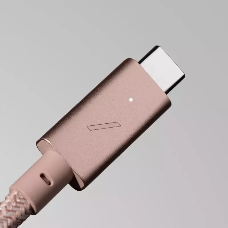 Native Union Belt Cable Pro USB-C do USB-C, 2,4 m, wyświetlacz LED, Rose