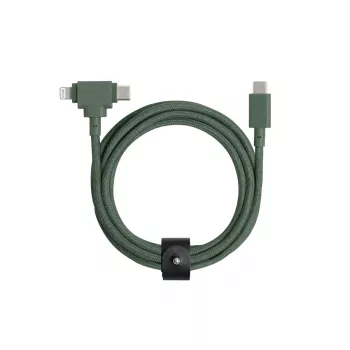 Kabel USB-C na USB-C / Lightning Native Union Belt kabel Duo, 1,5 m, zielony