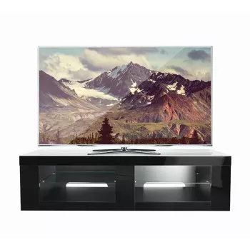 B-Tech Extra-Large TV Cabinet BT7565/B V2 Czarny Glass Top 2 Shelves