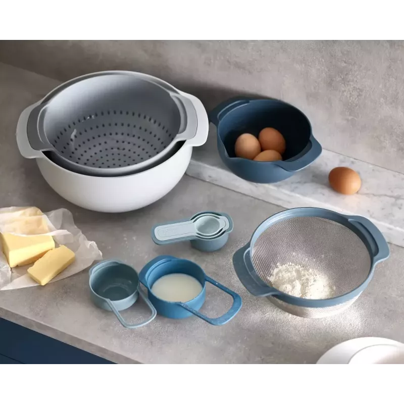Zestaw Joseph Joseph Nest Stackable niebiesko-szary miska 4,5 l sitko 1,65 l
