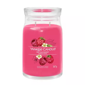 Świeca woskowa Yankee Candle Cylinder Raspberry Crimson — Wysokość 157 mm, Średnica 93 mm, Waga 567 g, 1 szt.