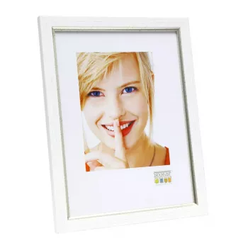 Pojedyncza ramka na zdjęcia Deknudt S46AF1 Srebrna Biała MDF Plastik 318x12x418mm