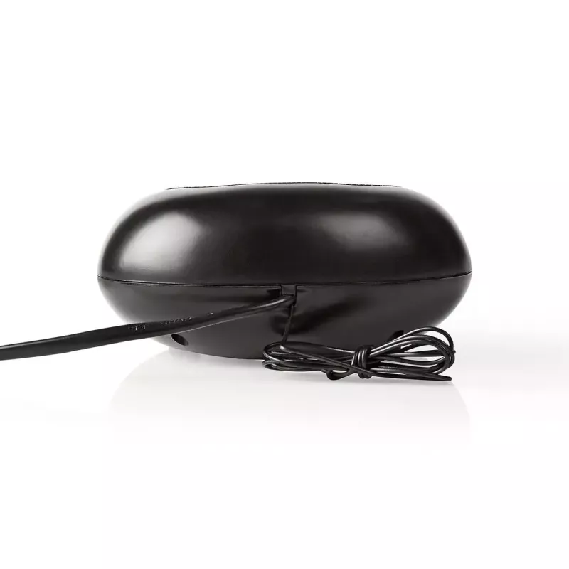 Cyfrowy budzik Nedis CLAR001BK — wyświetlacz LED, owalny, 130×60×100 mm, 220–240 V, FM/AM, czarny