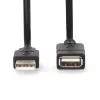 Nedis CCGL60010BK20 kabel przedłużający USB 2.0, wtyk A - gniazdo A, 2 m, czarny