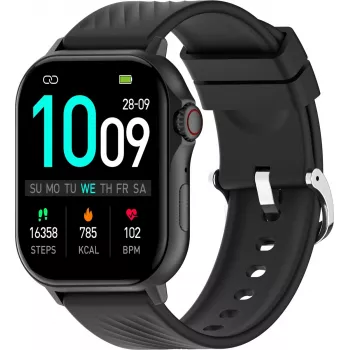 Smartwatch DENVER SWG-159B — czarny, noszony na nadgarstku z ekranem dotykowym i funkcjami fitness