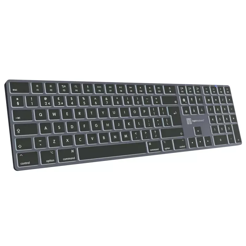 Klawiatura LogicKeyboard SKB-TM-UK pełnowymiarowa USB + Bluetooth, QWERTY UK English, tytanowa