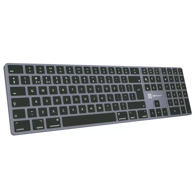 Klawiatura LogicKeyboard SKB-TM-UK pełnowymiarowa USB + Bluetooth, QWERTY UK English, tytanowa
