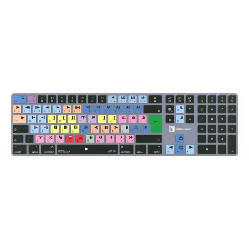 Pełnowymiarowa klawiatura Bluetooth LogicKeyboard LKB-MCOM4-TM — układ QWERTY niemiecki, 109 klawiszy, szary tytanowy