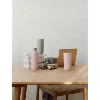 Kubek termiczny Stelton To Go Click 400 ml Szary pokrywka ze stali nierdzewnej wnętrze z polipropylenu 72×80 mm