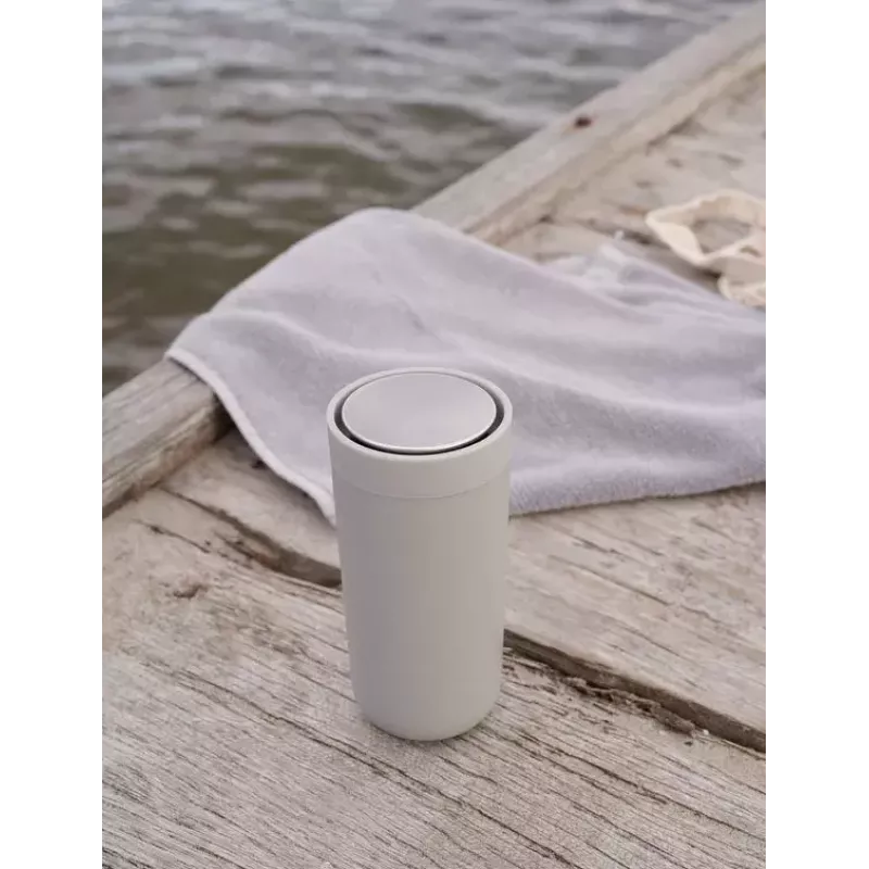Kubek termiczny Stelton To Go Click 400 ml Szary pokrywka ze stali nierdzewnej wnętrze z polipropylenu 72×80 mm