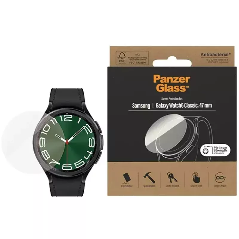 Folia ochronna PanzerGlass do Samsung Galaxy Watch6 Classic 47mm — antybakteryjna folia szklana