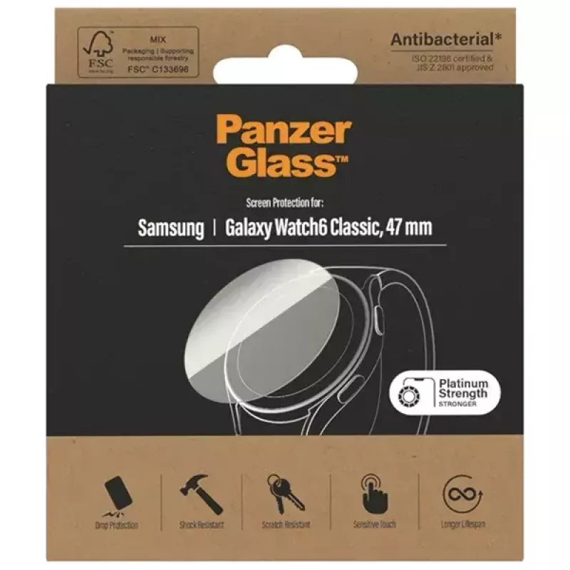 Folia ochronna PanzerGlass do Samsung Galaxy Watch6 Classic 47mm — antybakteryjna folia szklana