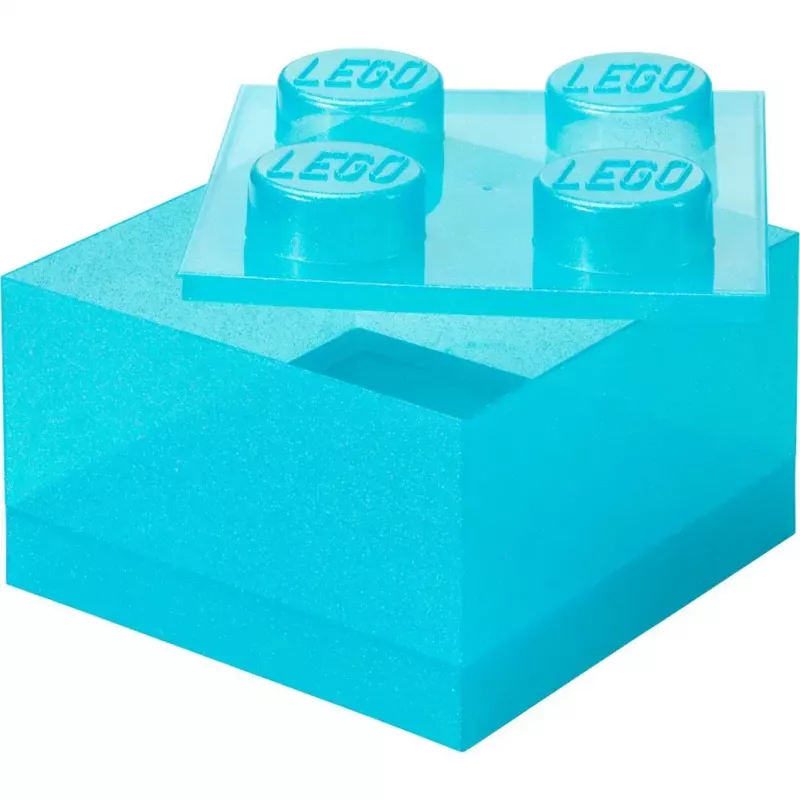 Storage Brick 4 Top Lid Glitter by room copenhagen — jasnoniebieski/przezroczysty pojemnik do przechowywania w stylu LEGO