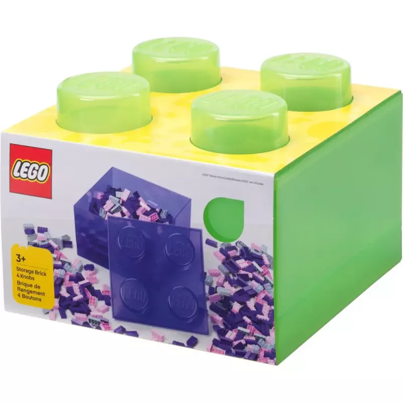 Storage Brick 4 Top Lid Translucent (jasnozielony/przezroczysty) od room copenhagen – plastikowy pojemnik do przechowywania kompatybilny z LEGO