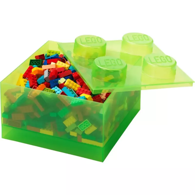 Storage Brick 4 Top Lid Translucent (jasnozielony/przezroczysty) od room copenhagen – plastikowy pojemnik do przechowywania kompatybilny z LEGO