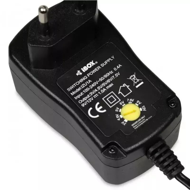 Zasilacz IBOX IZU1A do użytku wewnętrznego 100–240V czarny, 75×35×43 mm