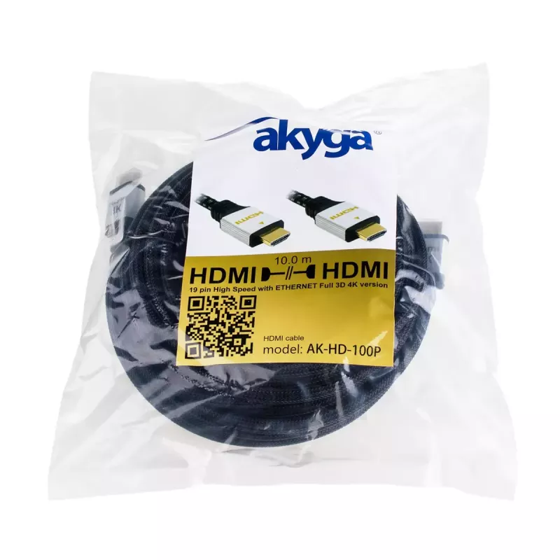 Akyga AK-HD-100P kabel HDMI 2.0 w oplocie, seria PRO, 10 m, czarny