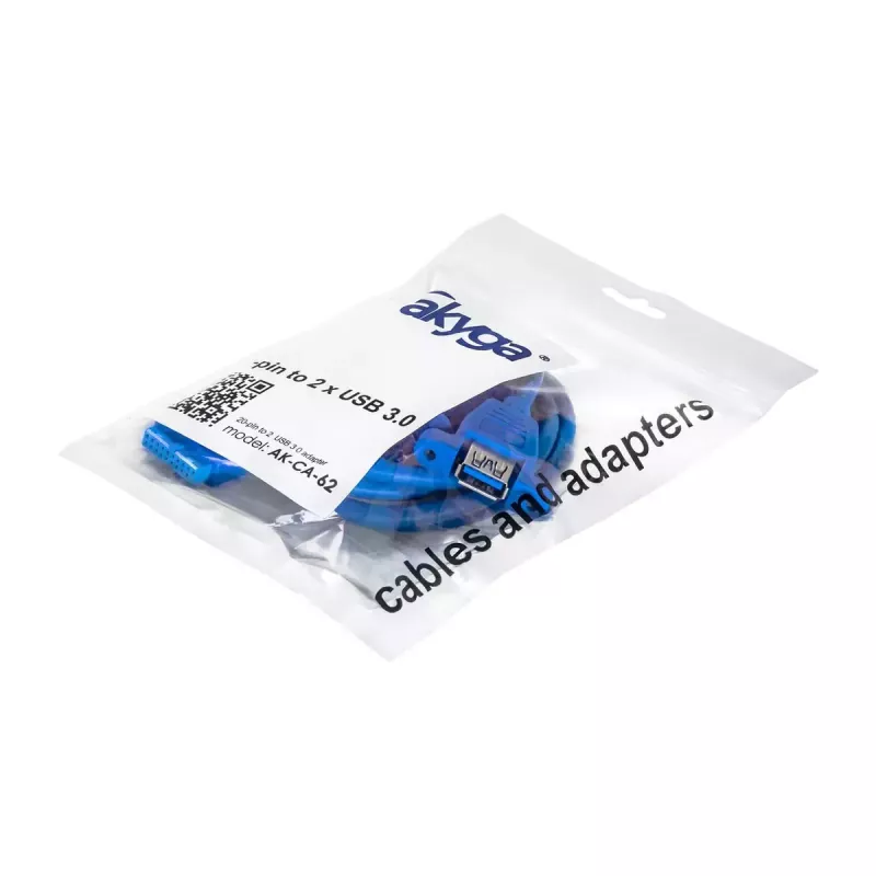 Kabel USB Akyga AK-CA-62 USB 3.2 Gen 1 65 m 2 x USB 3.0 niebieski