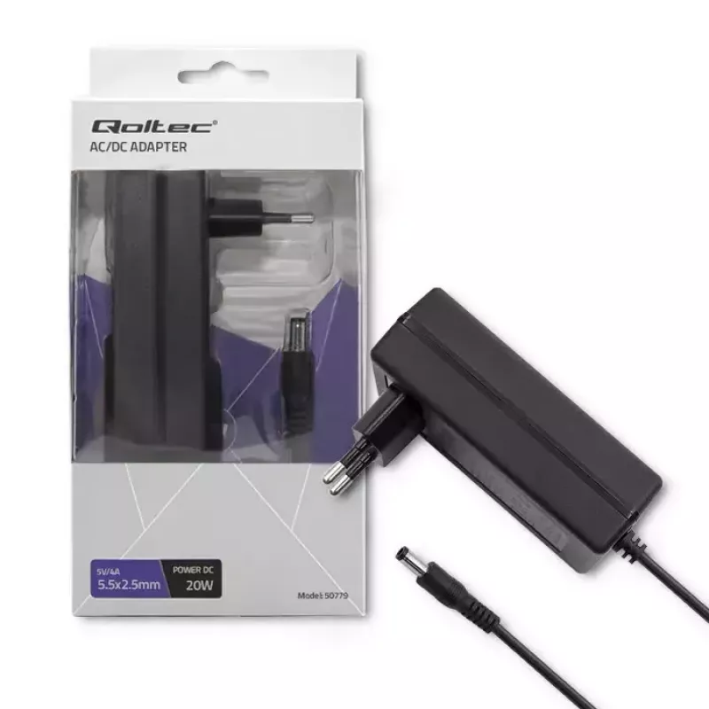 Zasilacz Qoltec 50779 Wewnętrzny 20 W Czarny