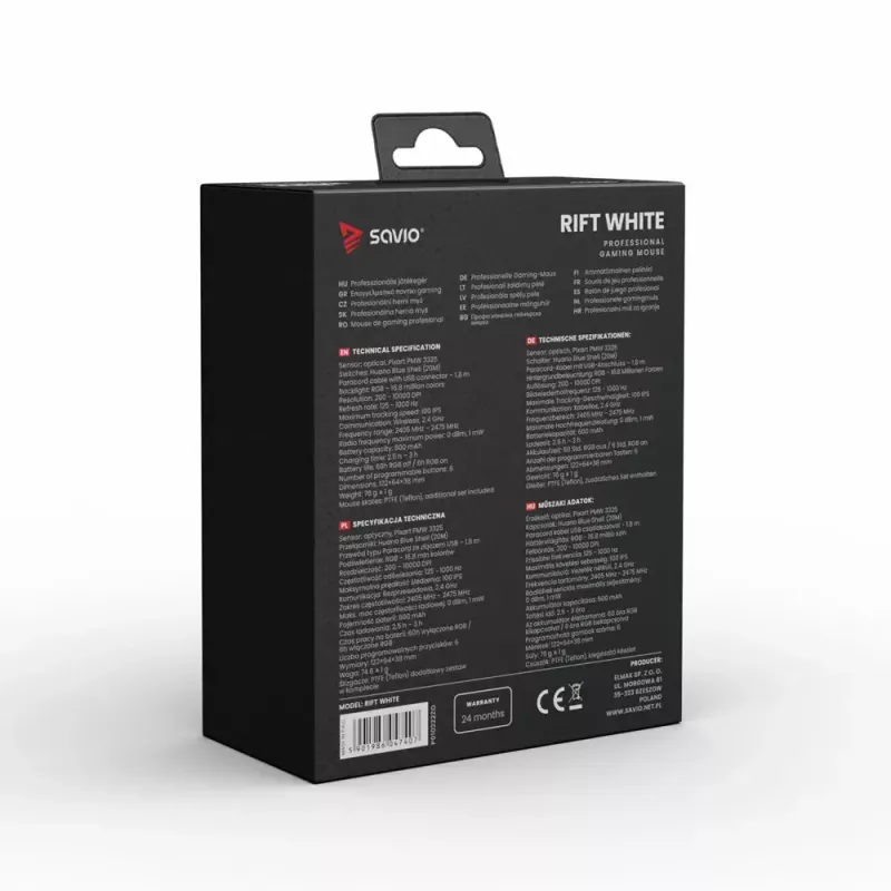 Mysz Savio RIFT biały Bluetooth USB Type-A