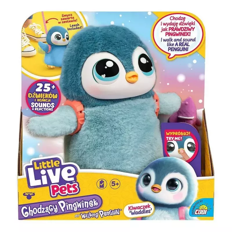 Interaktywna zabawka Cobi Little Live Pets Chodzący Pingwin Kiwaczek MO-26535, zasilany bateriami chodzący zwierzak
