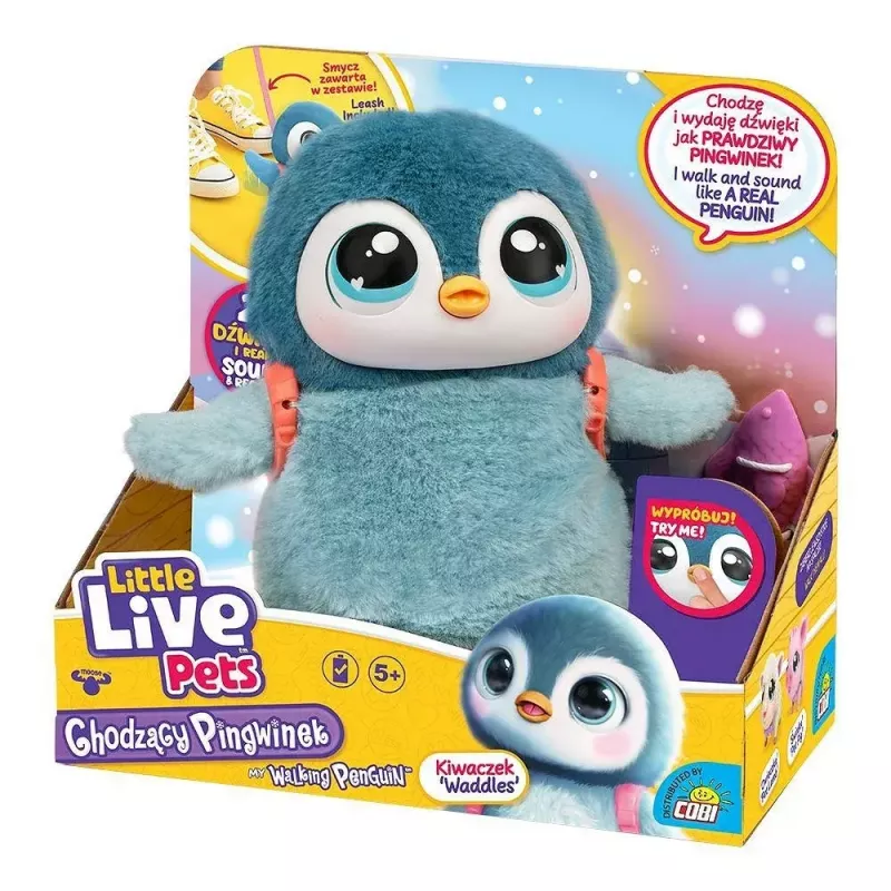 Interaktywna zabawka Cobi Little Live Pets Chodzący Pingwin Kiwaczek MO-26535, zasilany bateriami chodzący zwierzak
