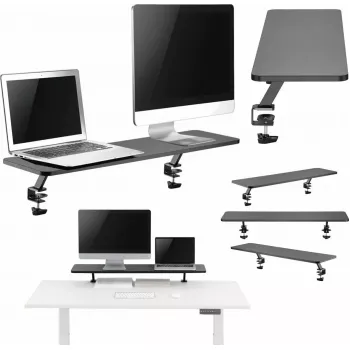 Dwupodnośnik Zaciskowy do Laptopa Mozos Czarny Regulowana Wysokość Lekki