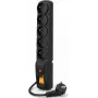 Listwa przeciwprzepięciowa Acar F5 — 5 gniazd, kabel 1 m, czarna