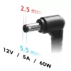 Ładowarka do laptopa Akyga AK-ND-85, zasilacz sieciowy do użytku wewnętrznego, wejście 100–250 V, wyjście 12 V 5 A, kabel 1,2 m, czarna