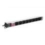 Listwa zasilająca NETRACK 125-19-02, 19 cali 1U, 230V 16A, 8 gniazd, aluminium