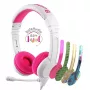 Zestaw słuchawkowy BuddyPhones School+ przewodowy, na głowę, do rozmów i muzyki, 20–20000 Hz, kabel 1,4 m, różowy/biały